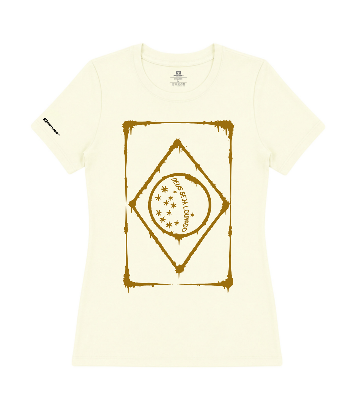 Camiseta Feminina Patmos Co. Bandeira do Brasil- Deus Seja Louvado
