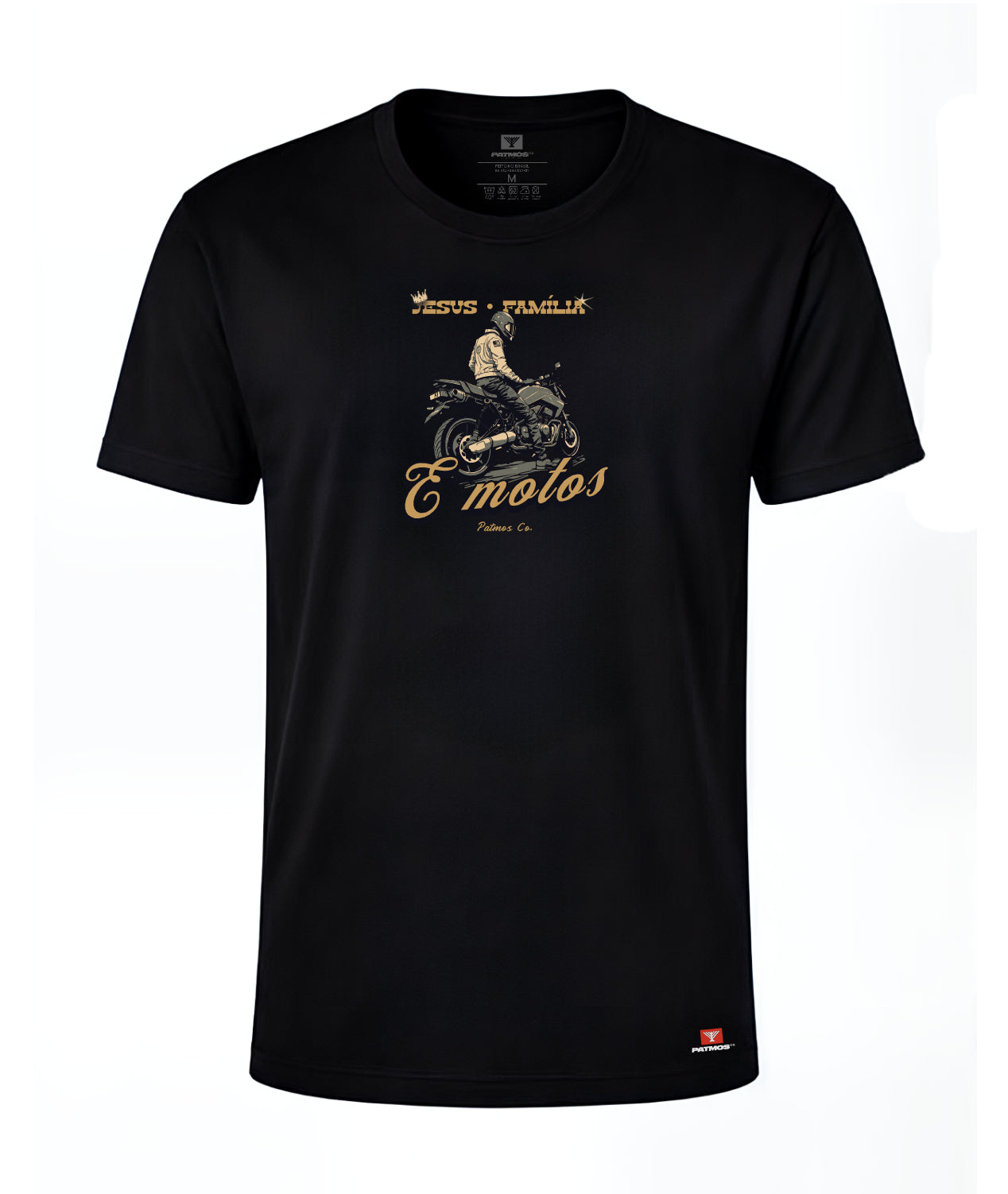 Camiseta Jesus, Família e Motos Patmos Co. - 100% Algodão Premium