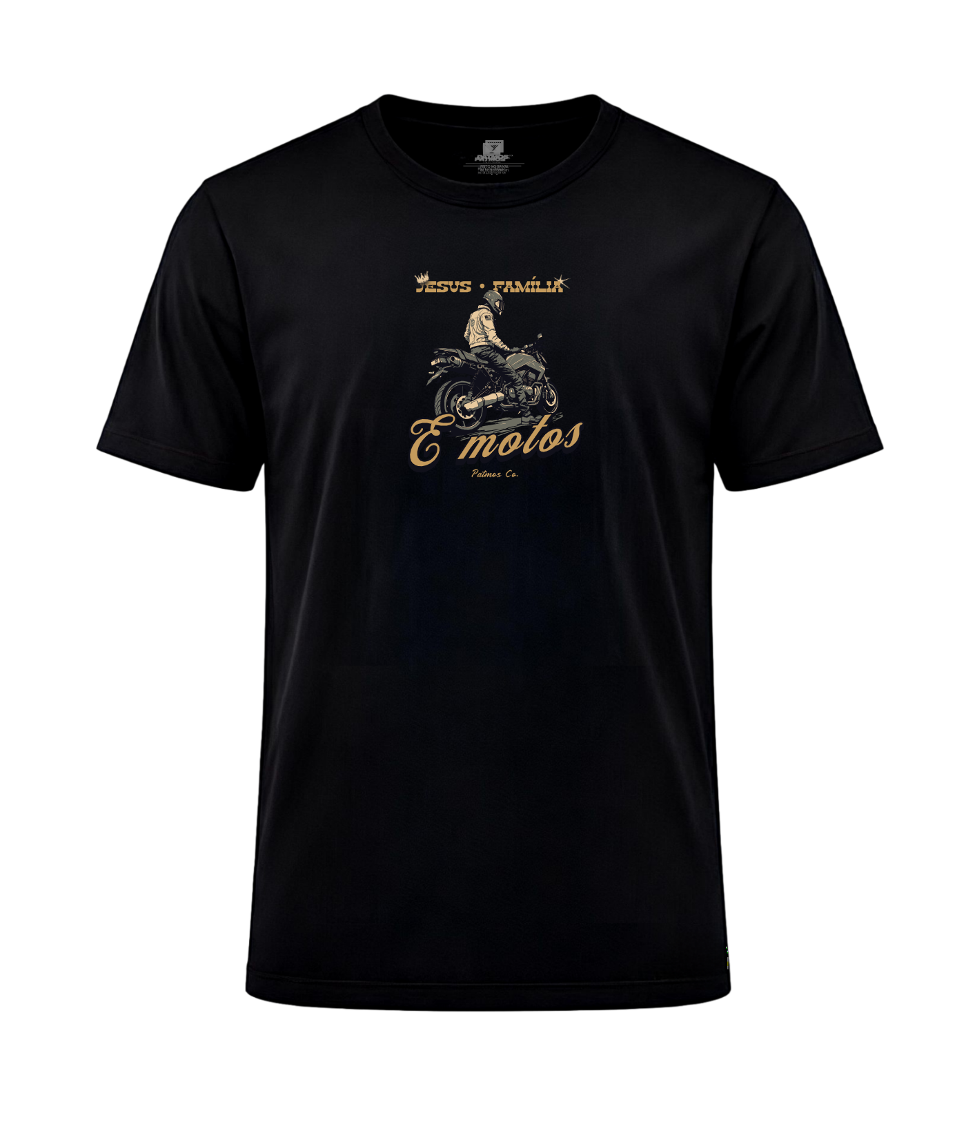 Camiseta Jesus, Família e Motos Patmos Co.