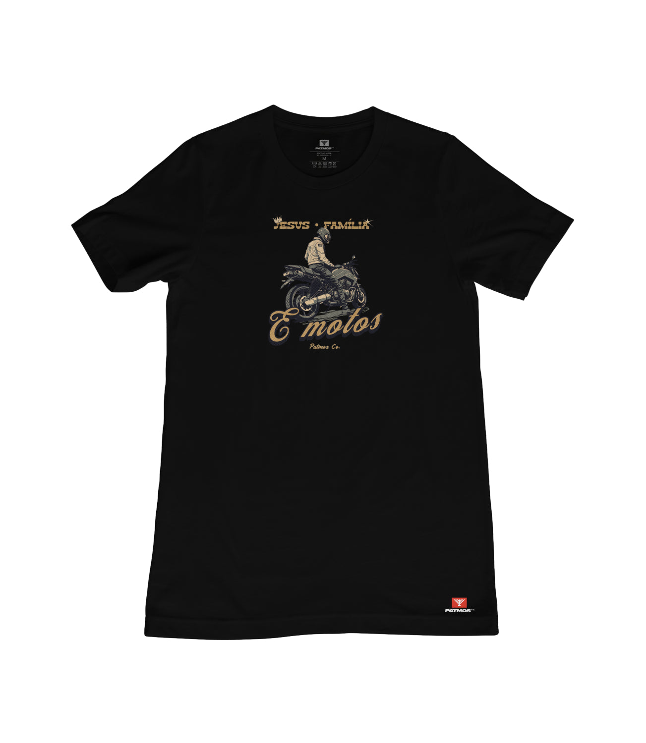 Camiseta Jesus, Família e Motos Patmos Co. - 100% Algodão Premium