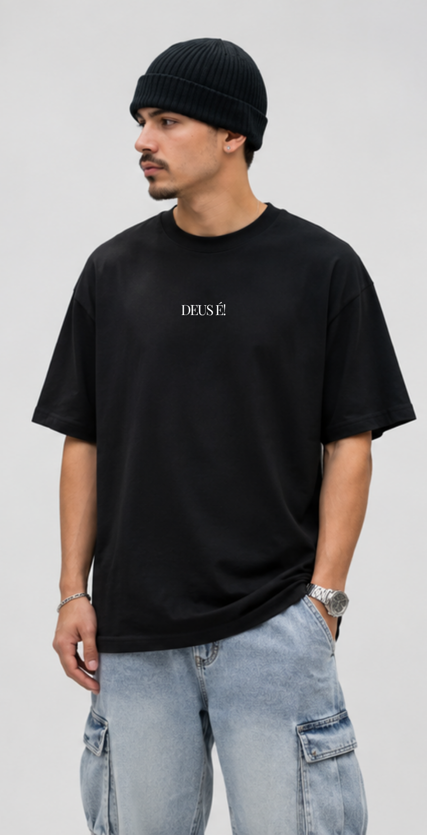 Camiseta Oversized Pesada Eu Sou o Que Sou Patmos Co.