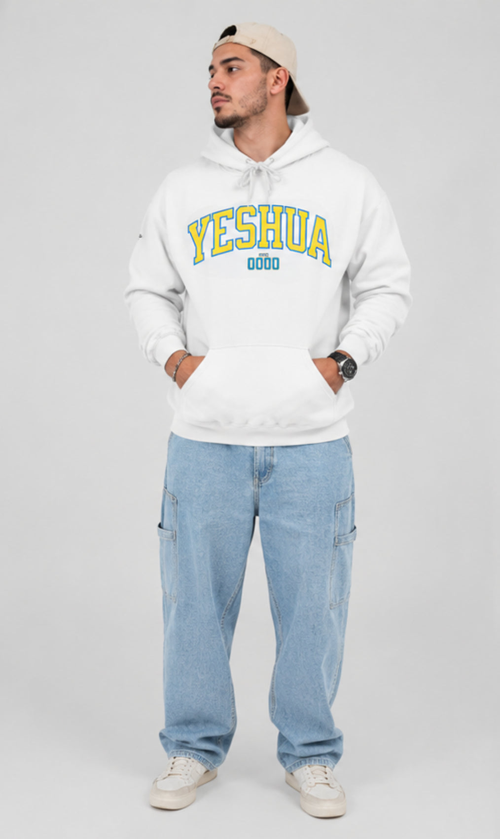 Moletom Hoodie Yeshua Patmos Co. Azul e Amarelo
