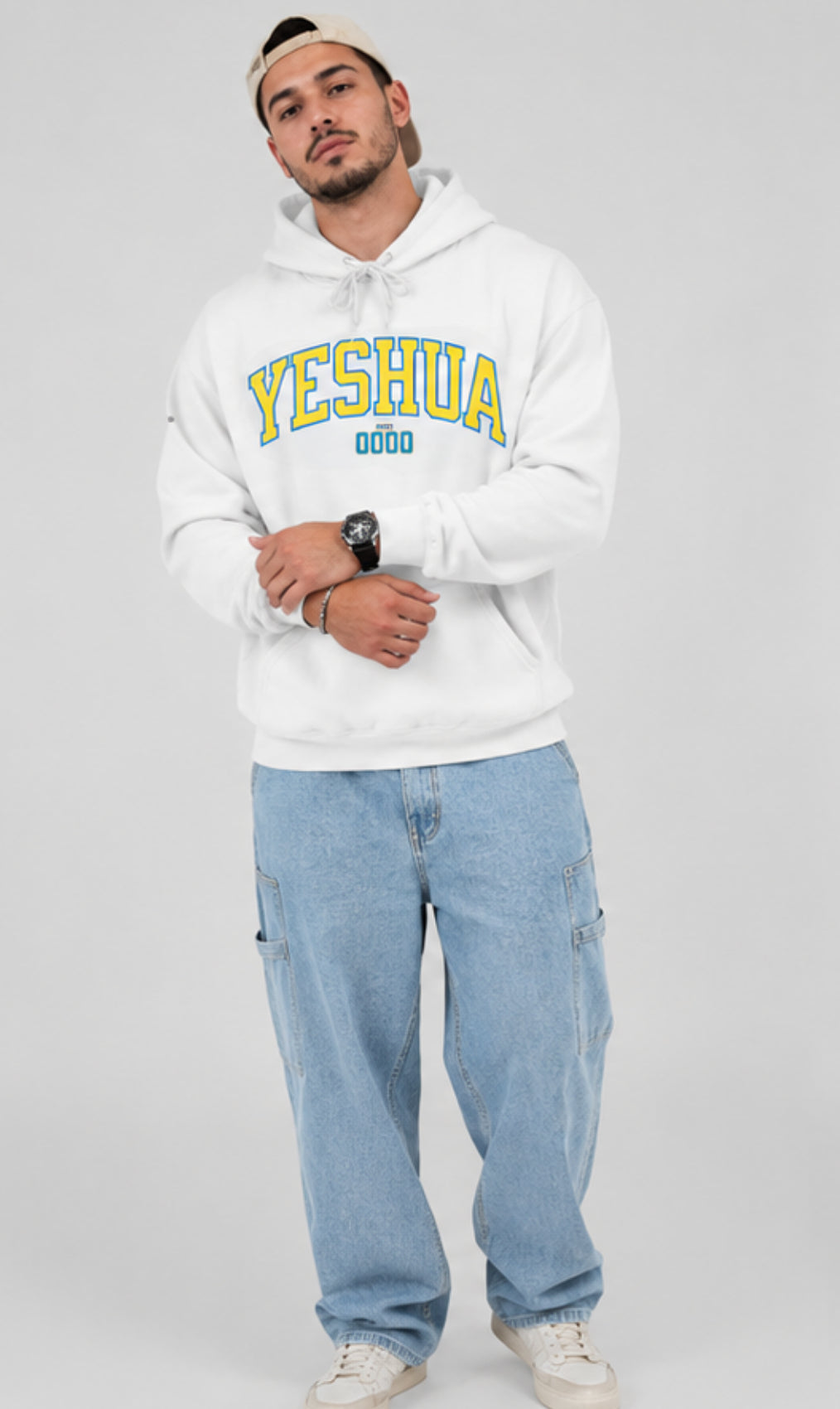 Moletom Hoodie Yeshua Patmos Co. Azul e Amarelo