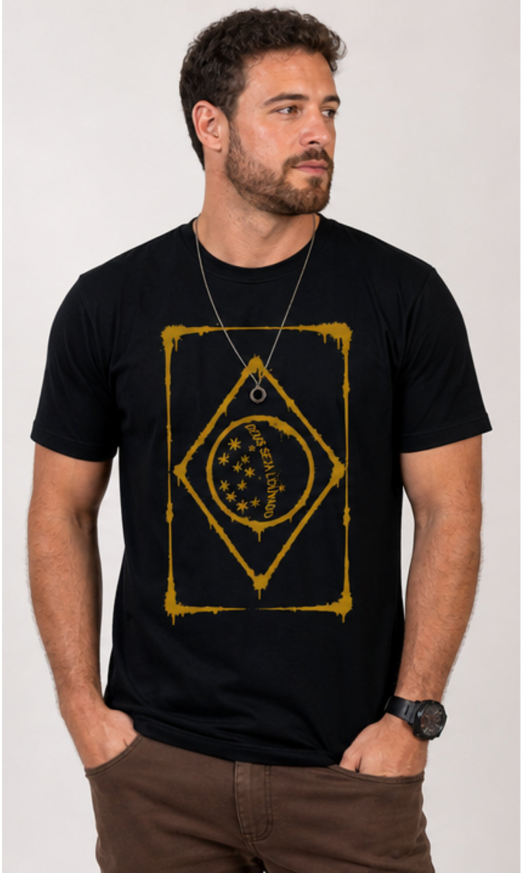 Camiseta Bandeira do Brasil - Deus Seja Louvado Patmos Co.